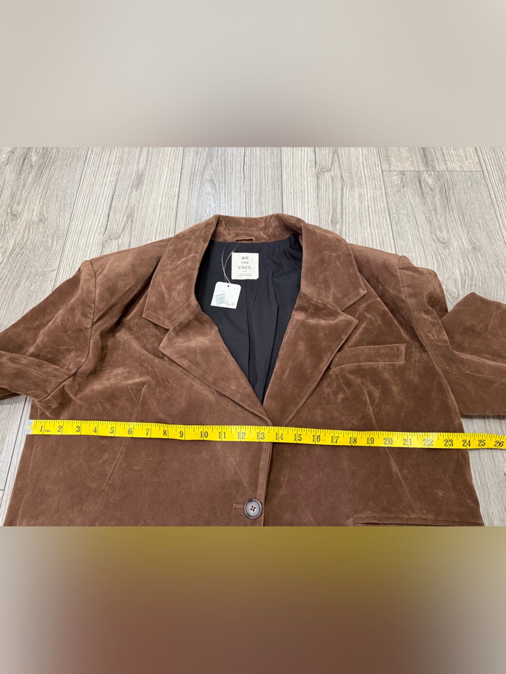 NWT Free People Paper Cut Faux Suede Blazer BROWN BEAR SZ L - Picture 9 of 10